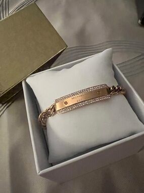 Michael Kors Rose Gold Chain Bracelet with Crystals